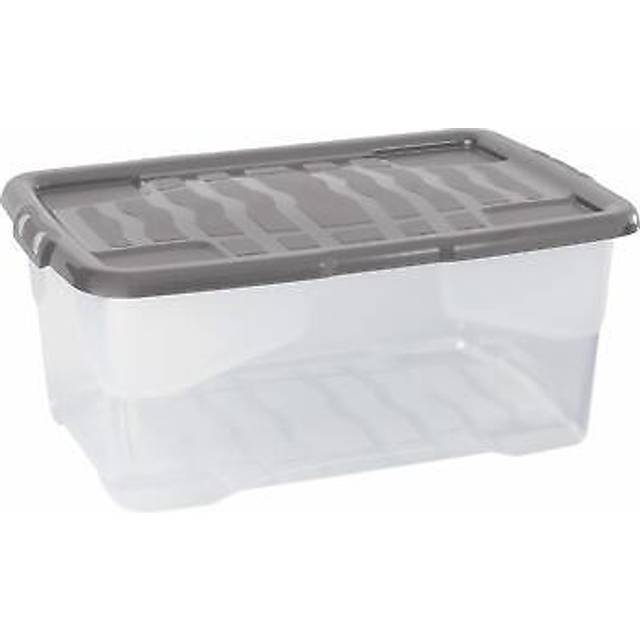 Storage box & lid - clear box, grey lid strata 6 x 42 l curve plastic stackable