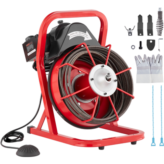 VEVOR Rohrreinigungsmaschine Rohrreinigungsger&#xE4;t Manuelle Zufuhr 15mx&#x200B;9,53mm