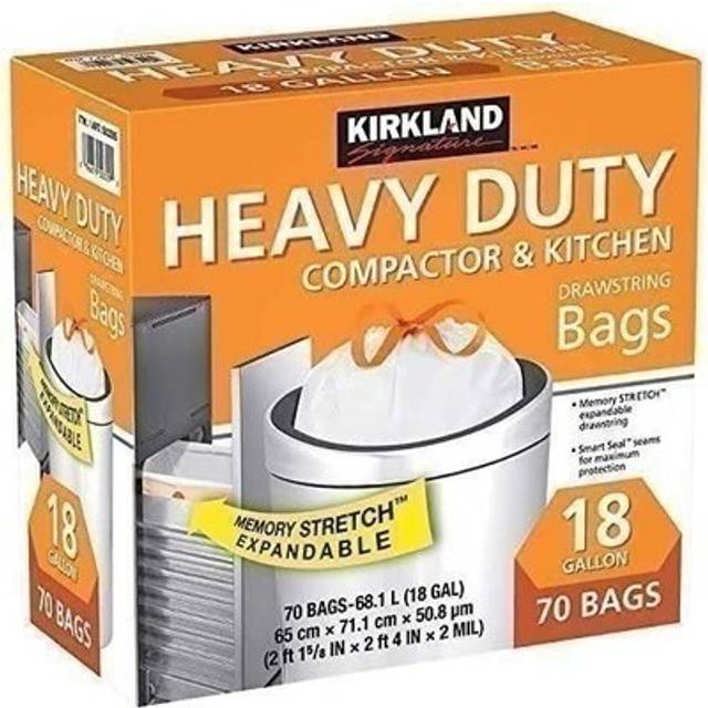 KIRKLAND SIGNATURE Compactor Kitchen Trash Bag with Gripping Drawstring Secure Full Size  New Edition