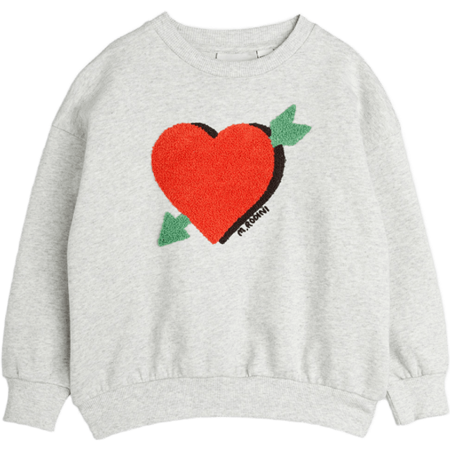 Mini Rodini GOTS Arrowed Heart Chenille Sweatshirt Grey Melange | Grå | 116/122 cm