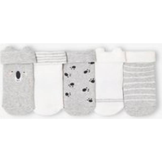 Pack of 5 Pairs of "Koala" Socks for Babies marl grey