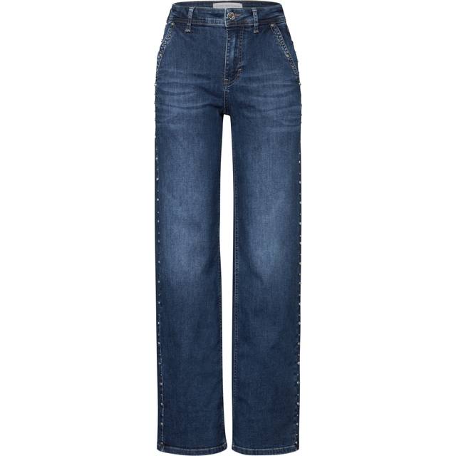 Street One, Straight Jeans, female, Blue, W30 L30, Wide Leg Jeans with Studs