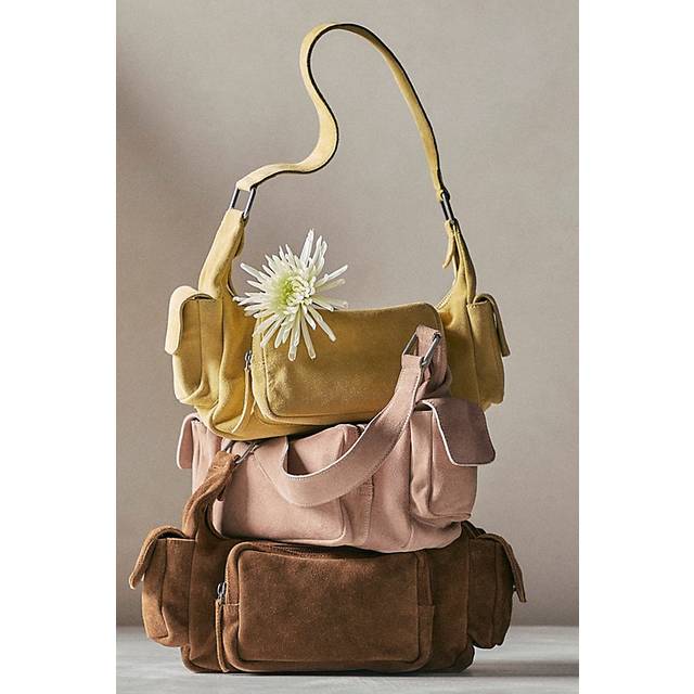Siren Suede Shoulder Bag by FP Collection in Butter Yellow