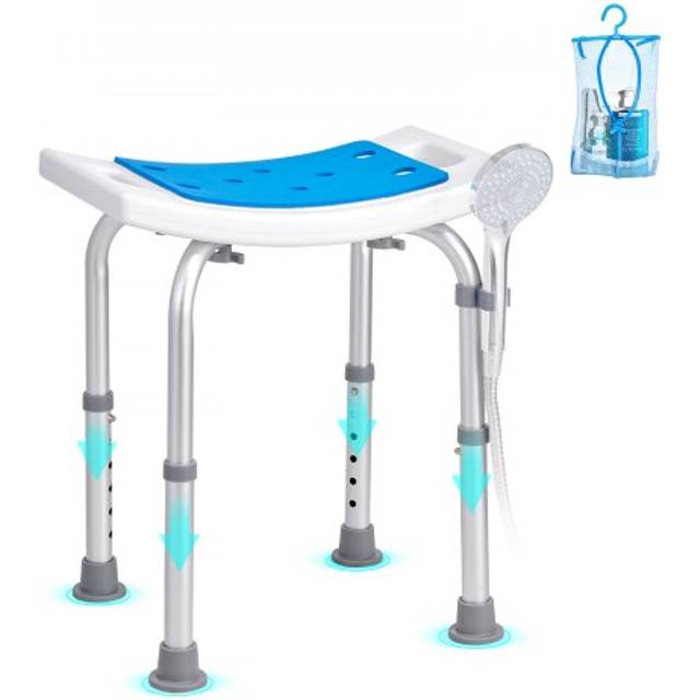 VEVOR Shower Chair, Adjustable Height Shower Stool, Shower Seat for Inside Shower or Tub, Non-Slip Bench Bathtub Stool Seat for Elderly Disabled Handicap, 158.8 kg Capacity