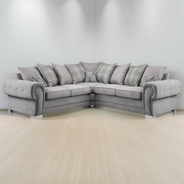 Portland Victis Luxury 5 Seater Grey Scatterback Corner Sofa