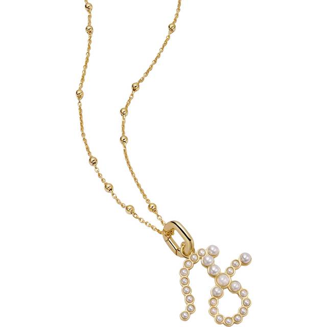 Daisy London Pearl Initial Pendant Necklace, Gold