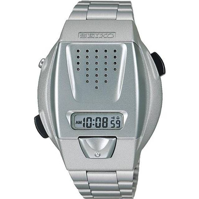 Seiko Men's SBJS001 (Voice Digital Watch Quartz) tonneau Watch Silver Plastic *Case Back:Stainless