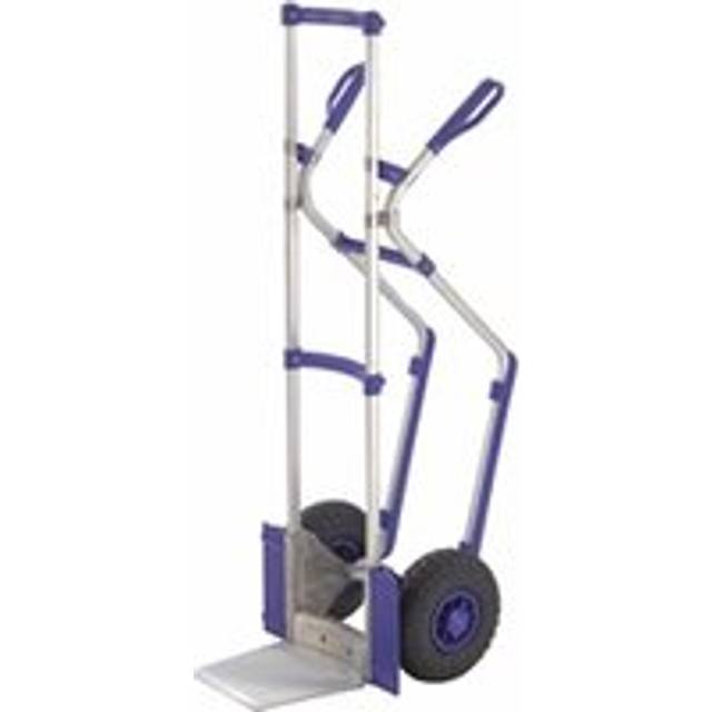 High Back Sack Truck with Skids; Pneumatic Wheels; 100kg; Silver/Blue