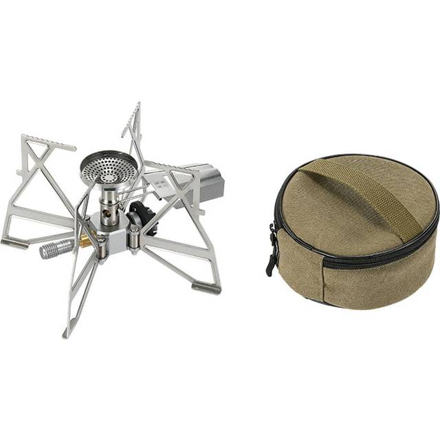 3300W Backpacking Stove Lightweight Collapsible Stainless Steel Camping Gas Stove Outdoor Cooking khaki