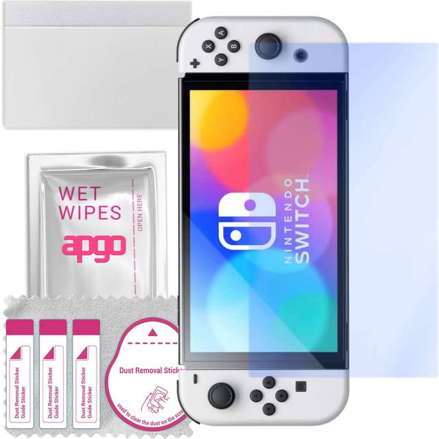 apgo Ultra-Clear 9H Hybrid protective glass compatible with Nintendo Switch Oled, flexible nano glass, great replacement for tempered glass, scratch-r