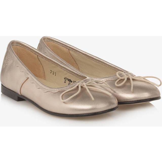 Tartine Et Chocolat Girls Gold Leather Ballerina Pumps - 30