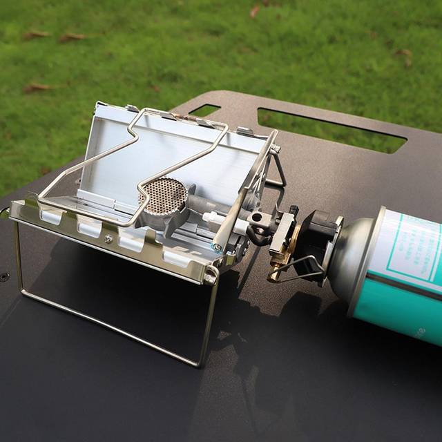 Single Stove for Camping Outdoors Compact Cassette Gas Stove Portable Foldable Tabletop Camp Stove silver
