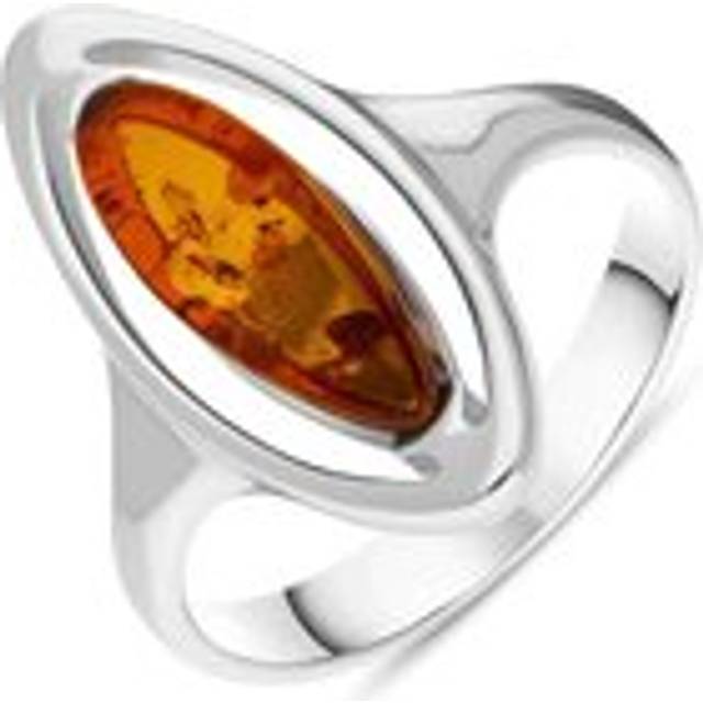 Sterling Silver Baltic Amber Open Marquise Ring - Option1 Value Silver