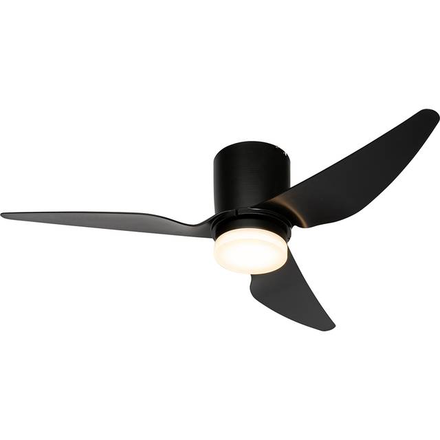 Qazqa - Ceiling Fan Black 123cm incl. led Dimmable with Remote Control - Patty