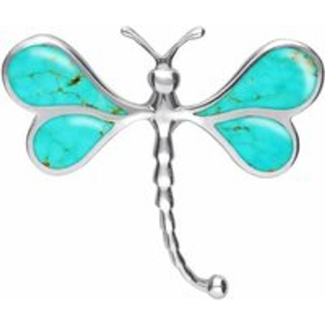 Sterling Silver Turquoise Dragonfly Brooch - Silver