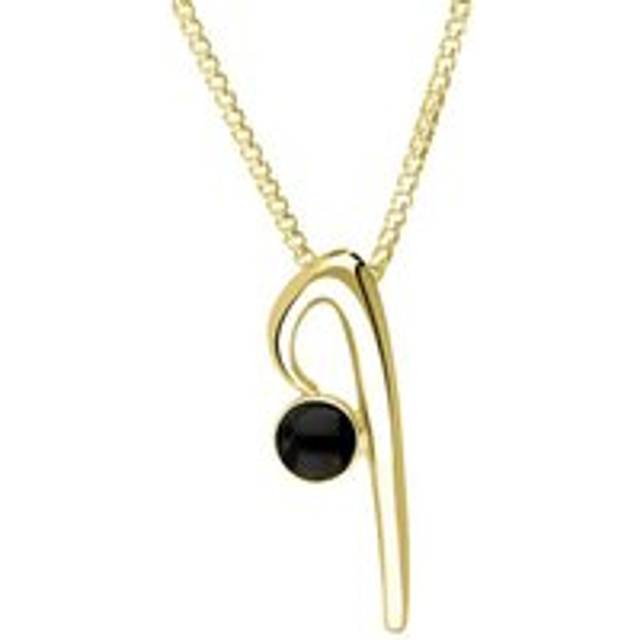 9ct Yellow Gold Whitby Jet Love Letters Initial I Necklace - Yellow Gold