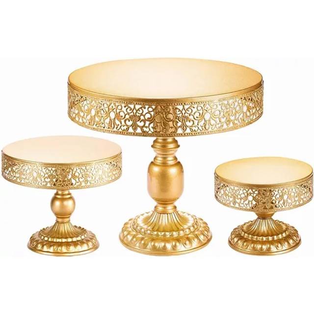 3PCS Gold Cake Stand Decorative Iron Reusable Detachable Stable Cupcake Holder for Party