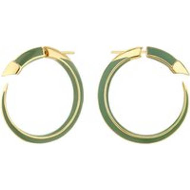 Shaun Leane Sabre Solis 18ct Yellow Gold Vermeil Sterling Silver Leaf Ceramic Hoop Earrings