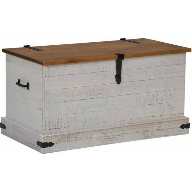 Förvaringskista HALDEN vit 91x48x47 cm massiv trä furu