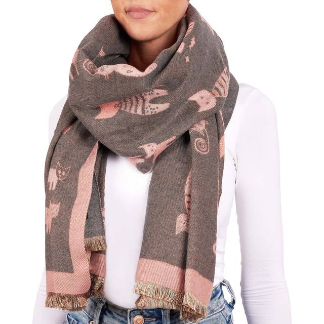 Scarfs for women winter pashmina cat patterned cashmirillo shawls wraps 28x79"