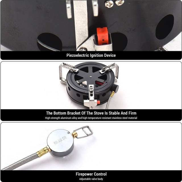 Camping Stove 6000W High-Altitude Infrared Portable Windproof Gas Stove for Outdoor Hiking black