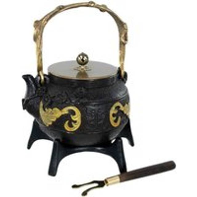 Buckingham Cast Iron Japanese Teapot 1500 Ml + Star Trivet 18 Cm + Lid Lifter In Wooden Gift Box, Brown