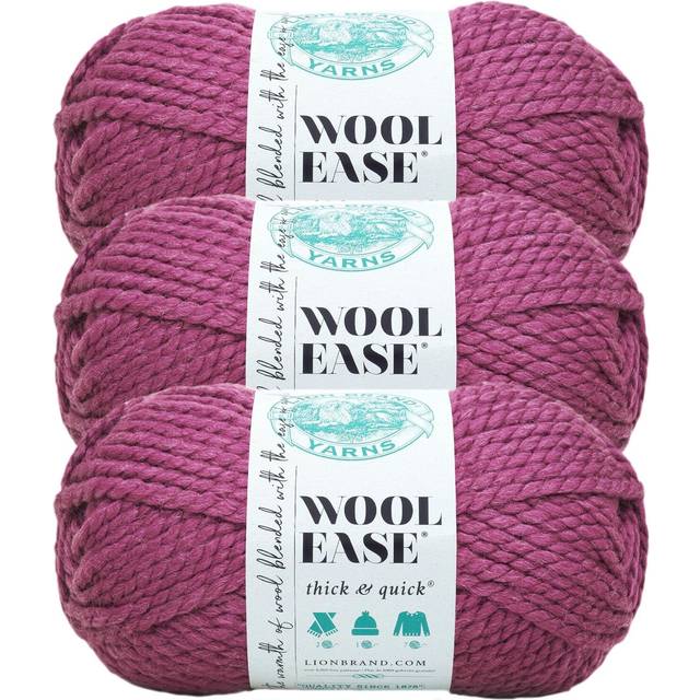 Lion Brand Yarn Wool-Ease Thick & Quick Yarn  Soft and Bulky Yarn for Knitting  Crocheting  and Crafting  3 Pack  Fig