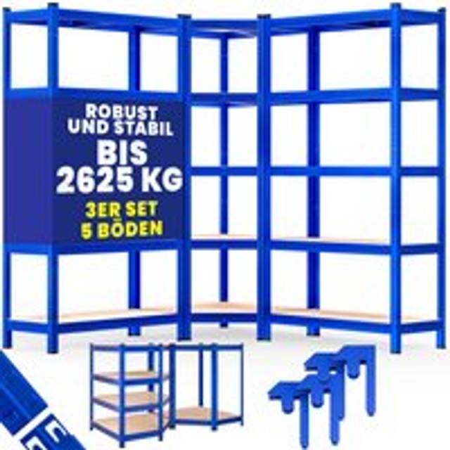Heavy duty and corner shelving set of 3 blue 875kg each