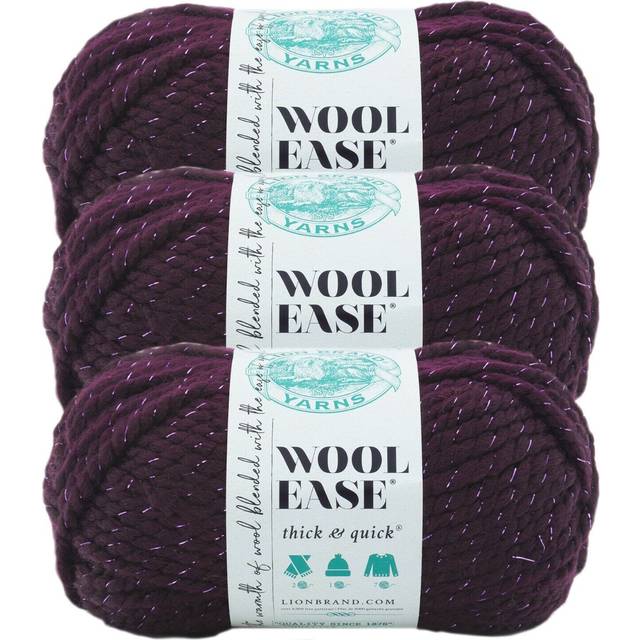 Lion Brand Yarn Wool-Ease Thick & Quick Yarn  Soft and Bulky Yarn for Knitting  Crocheting  and Crafting  3 Pack  Galaxy
