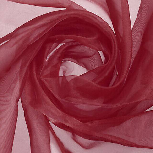60" by 1 yard organza tulle fabric crystal sheer silky fabric, burgundy