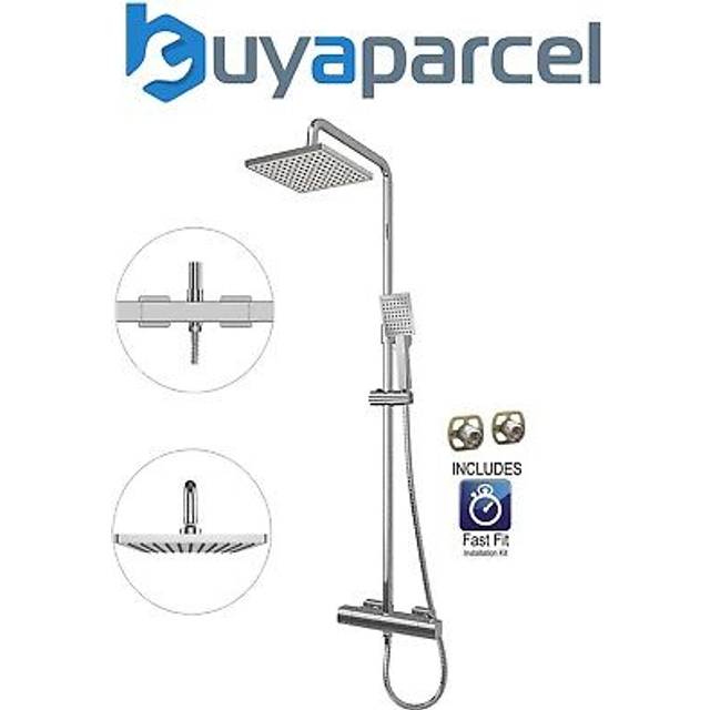Square Dual Outlet Thermostatic Cool Touch Bar Mixer Shower + ffk - Gainsborough