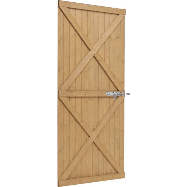 Living and Home Flat Top Pine Wood Garden Gate Kit 85 x 183cm - Brown - 3 x 6ft