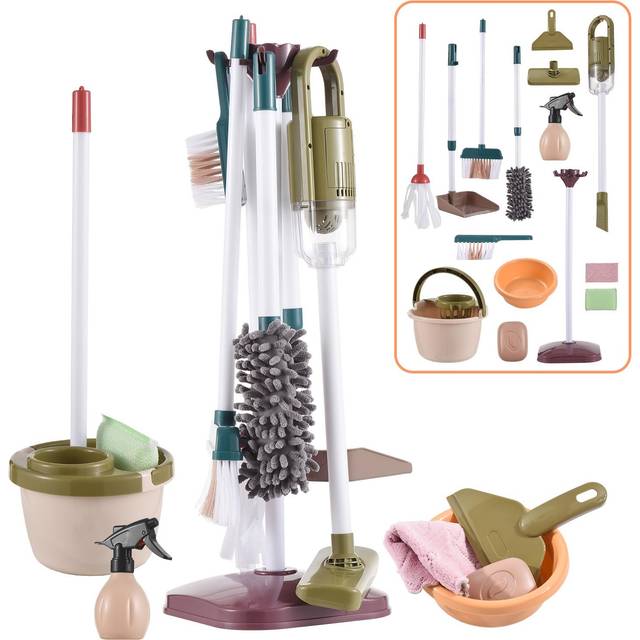 Kids Cleaning Set for Toddler Housekeeping Play Set with Vacuum Cleaner Broom Mop Dustpan Mop multicolour