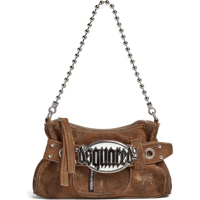 DSQUARED2 - Gothic corduroy clutch bag - women - zamac/Elastane/Cotton/Cotton/Iron/Brass - One Size - Brown