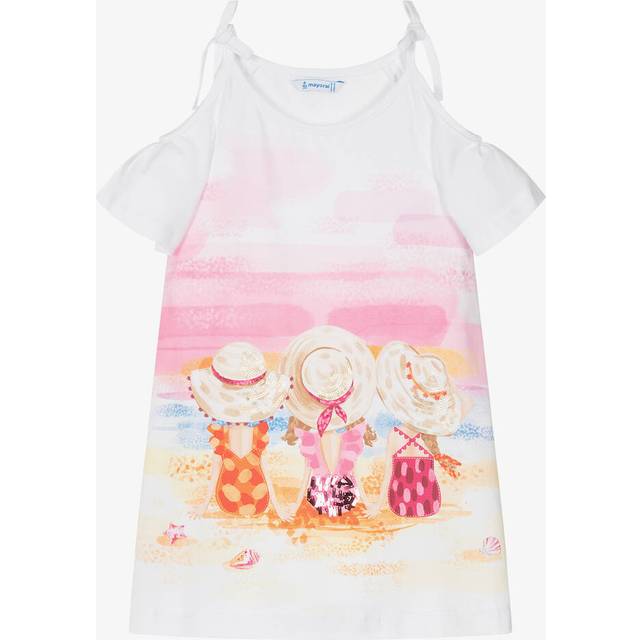 Mayoral Girls White Sunset Beach Cotton Jersey Dress - 6 year
