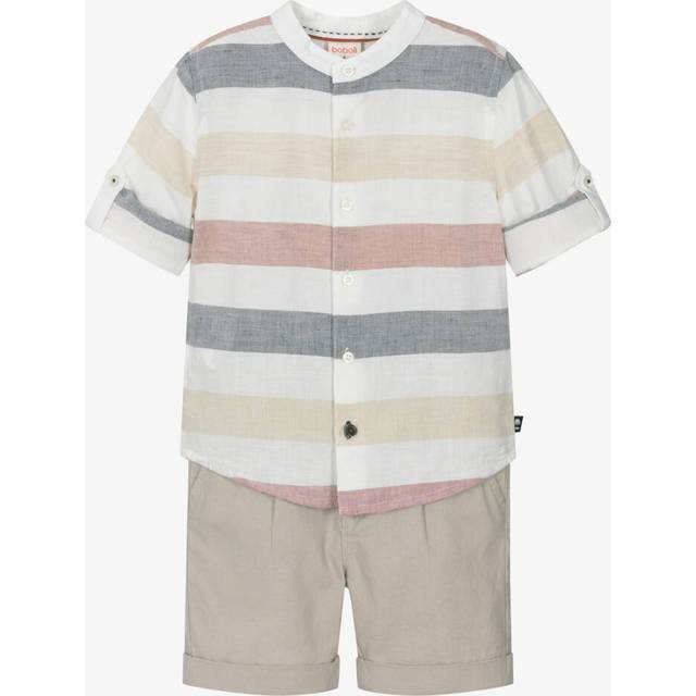 Boboli Boys Beige Linen & Cotton Shorts Set - 10 year