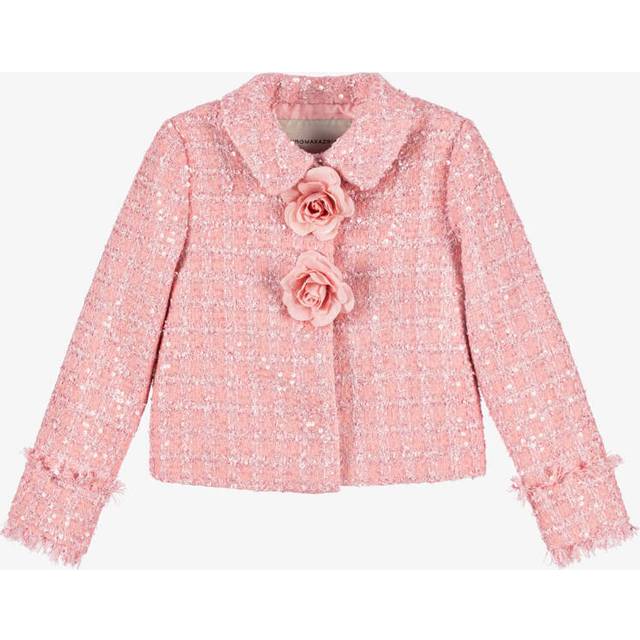Bcbgmaxazria Girls Pink Sequin Tweed Jacket - 10 year