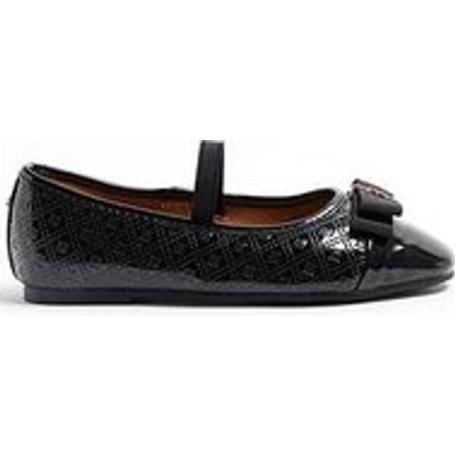 River Island Girls Black Embossed Monogram Ballet Pumps - c10