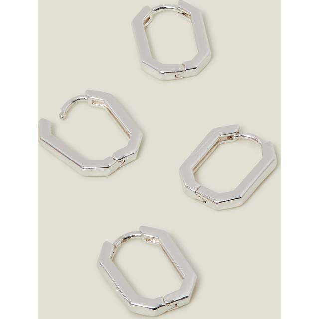 Tan 2-Pack Sterling Silver-plated Rectangular Hoop Earrings - Accessorize - One Size