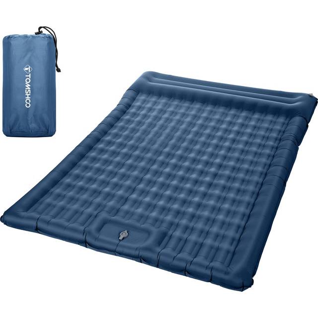 TOMSHOO Inflatable Double Sleeping Pad Extra Thick 5 Inch Sleeping Pad Mat Air Mattress with dark blue