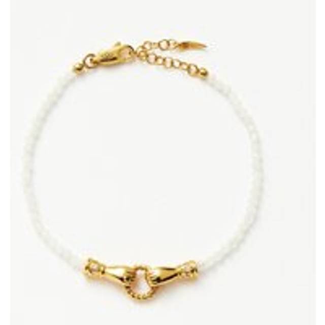 Harris Reed In Good Hands Mini Beaded Gemstone Bracelet | 18ct Gold Plated/Rainbow Moonstone