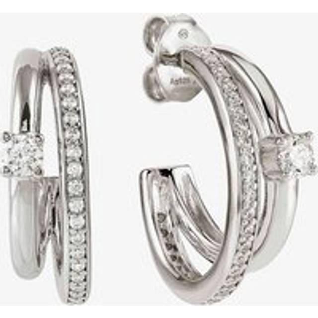 Nomination Cosmic Love White Rhodium Cubic Zirconia Half Hoop Earrings 241712/001 - Silver