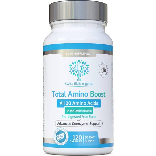 Total Amino Boost - Full Spectrum - All 20 Amino Acids Including All BCAAs -120 Vegan Capsules with Free Form pre-digested Amino Acids with Advanced