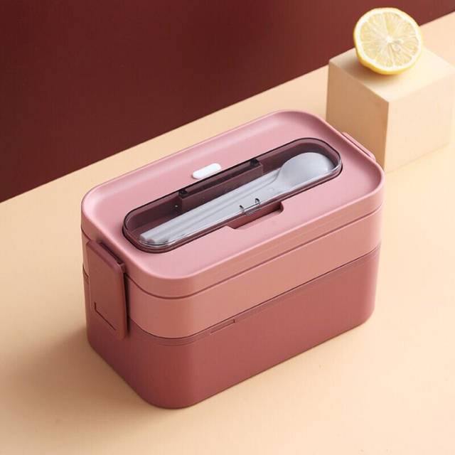 Gabrielle - Insulated Lunch Box, Bento Lunch Box-1600ml, Lunch Box with Cutlery, Leak-Proof Bento Box with 2 Compartments, Plastic Lunch Box for