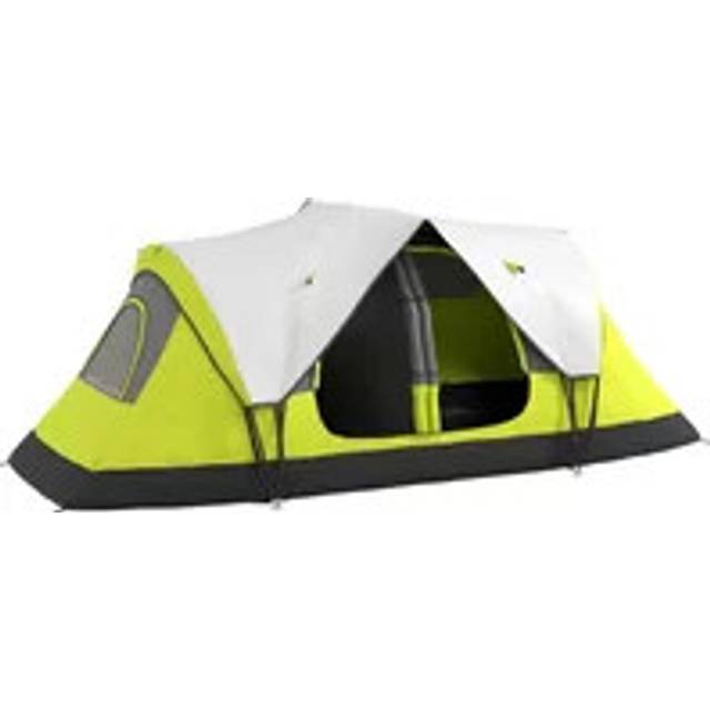 (Yellow) Outsunny 2 Room Camping Tent with Waterproof Rainfly & Screen Panels