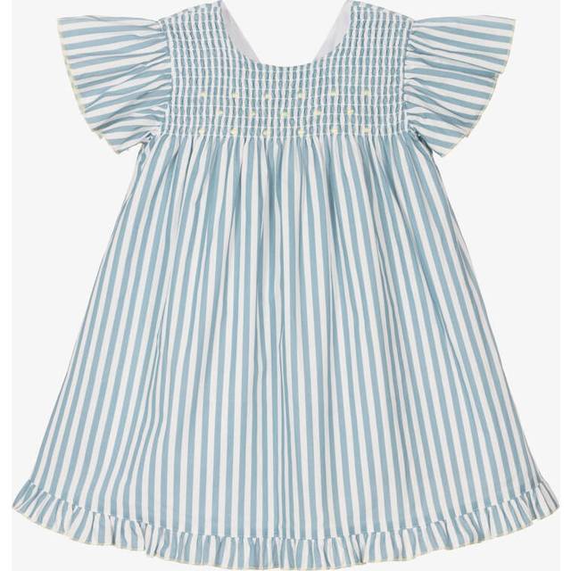 Babidu Girls Blue Striped Cotton Dress - 6 year