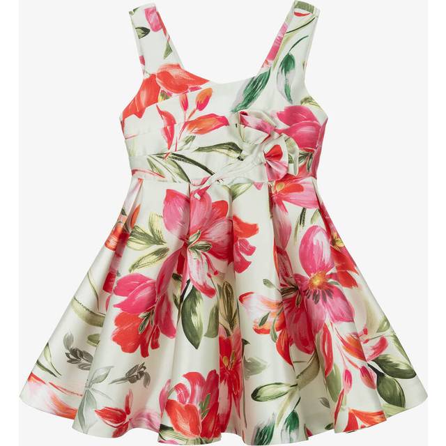 Abel & Lula Girls Green & Pink Satin Floral Dress - 5 year