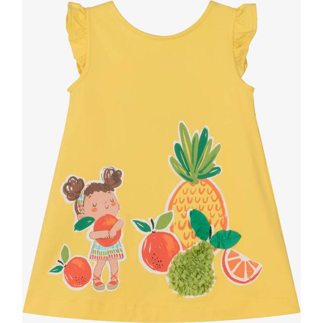 Mayoral Girls Yellow Cotton Jersey Fruit Dress - 12 month