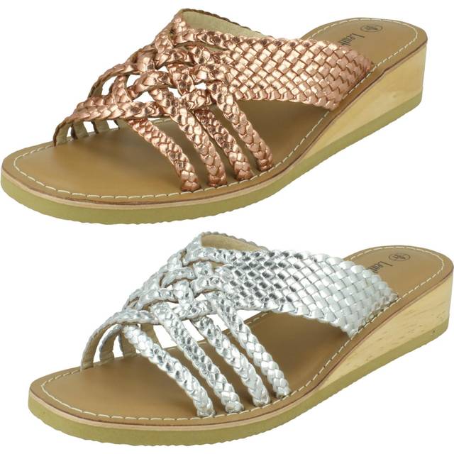 Ladies leather collection low wedge platform sandals f0r0423