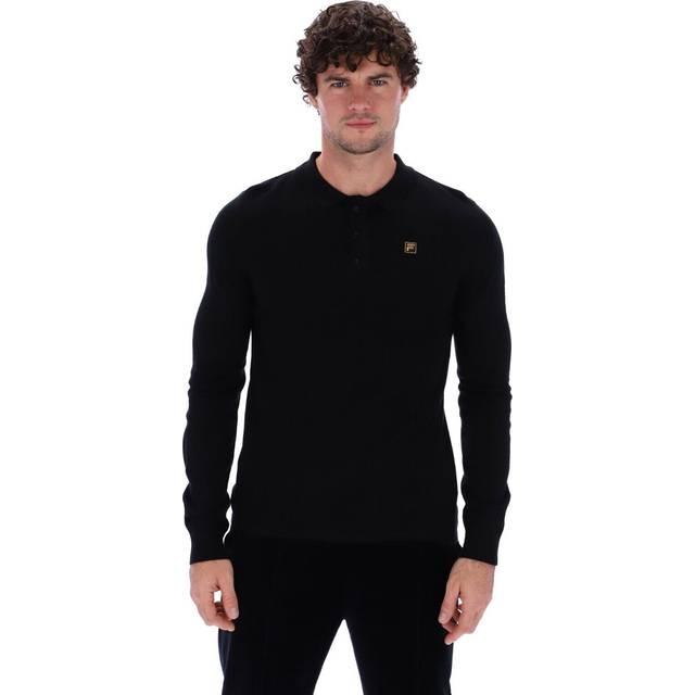 Fila Frank Knit Long Sleeve Polo Shirt Jumper Black